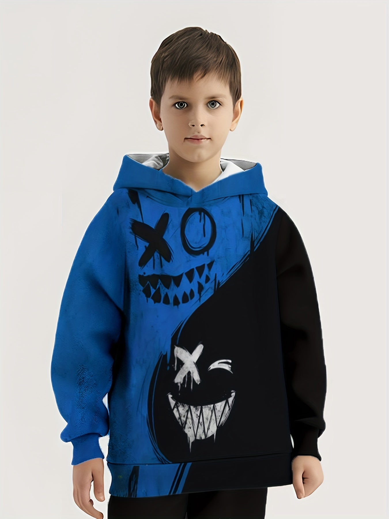 Boys' & Girls' Anime-Inspired Hoodie - Cozy Polyester Long Sleeve Sweatshirt with Cartoon Graphic, Kawaii Streetwear for Youngsters 4-16 Years, Machine Washable, Anime Hoodie