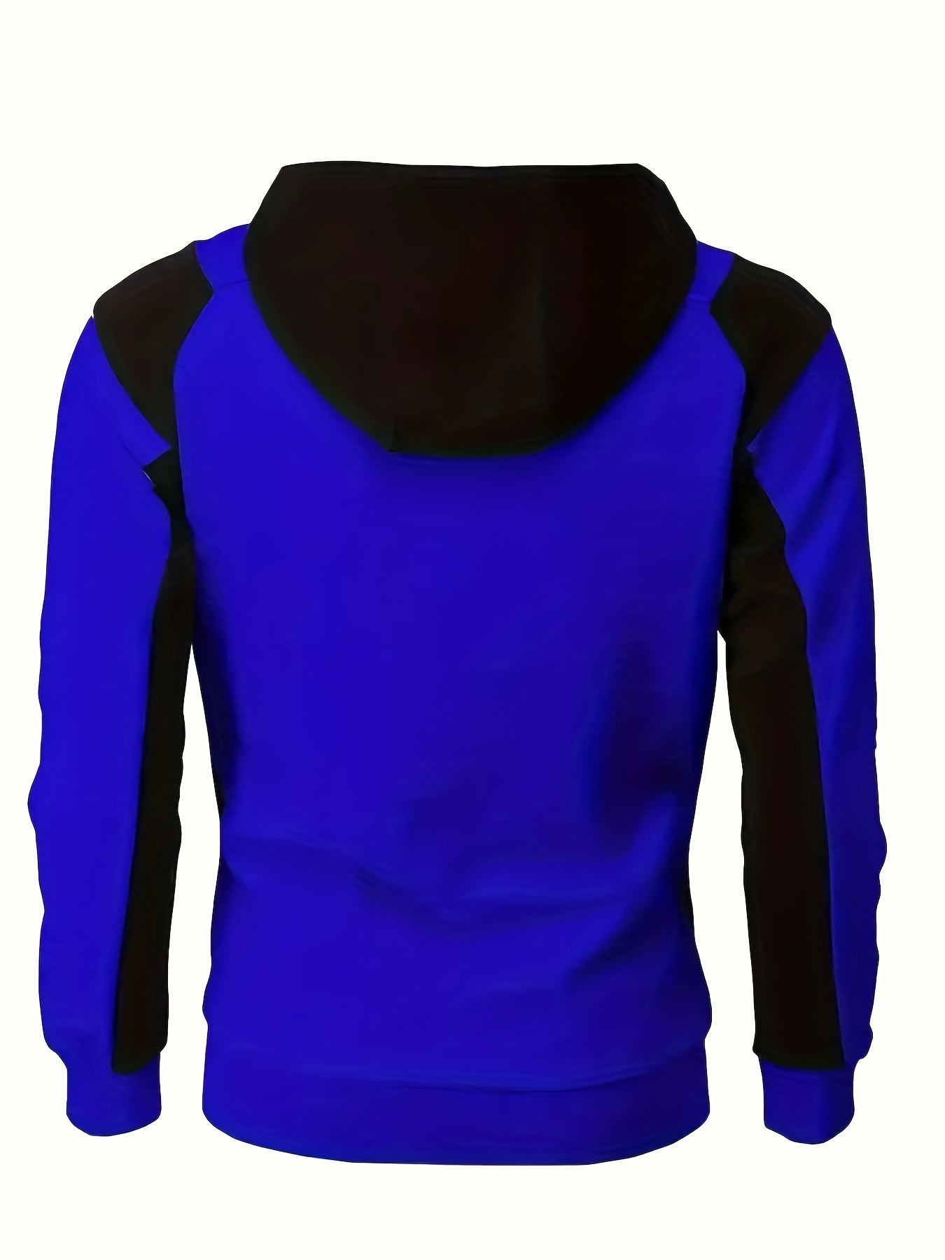 Long Sleeves Men's Color Block Fleece Sweatshirt with Pockets, Zipper Hooded Drawstrings