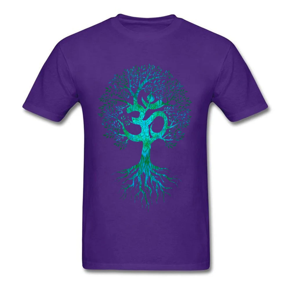Men Tshirt Om Tree Of Life T Shirt Black T-shirt Europe Tops Tees Cotton Fabric Slim Fit Thanksgiving Day Clothes Birthday Gift