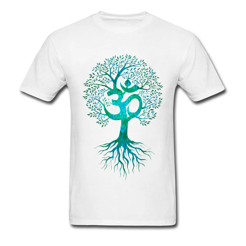 Men Tshirt Om Tree Of Life T Shirt Black T-shirt Europe Tops Tees Cotton Fabric Slim Fit Thanksgiving Day Clothes Birthday Gift