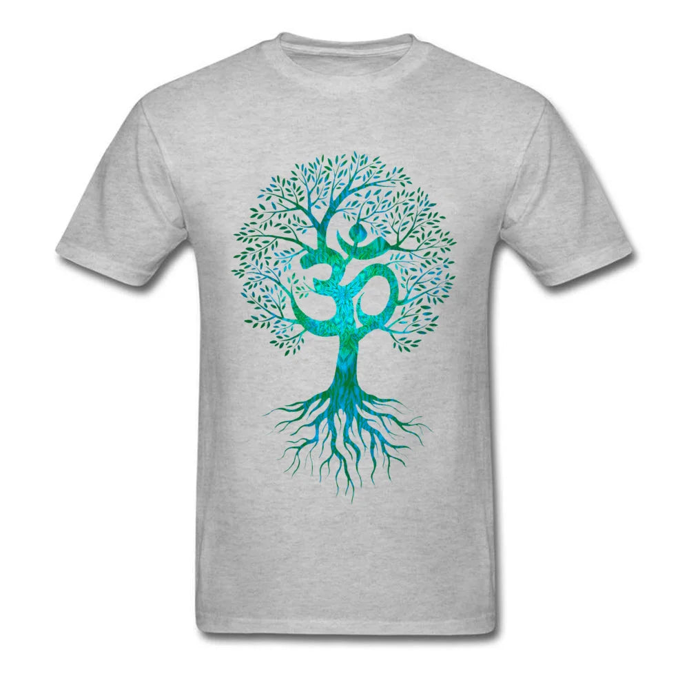 Men Tshirt Om Tree Of Life T Shirt Black T-shirt Europe Tops Tees Cotton Fabric Slim Fit Thanksgiving Day Clothes Birthday Gift
