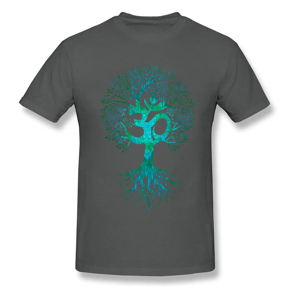 Men Tshirt Om Tree Of Life T Shirt Black T-shirt Europe Tops Tees Cotton Fabric Slim Fit Thanksgiving Day Clothes Birthday Gift