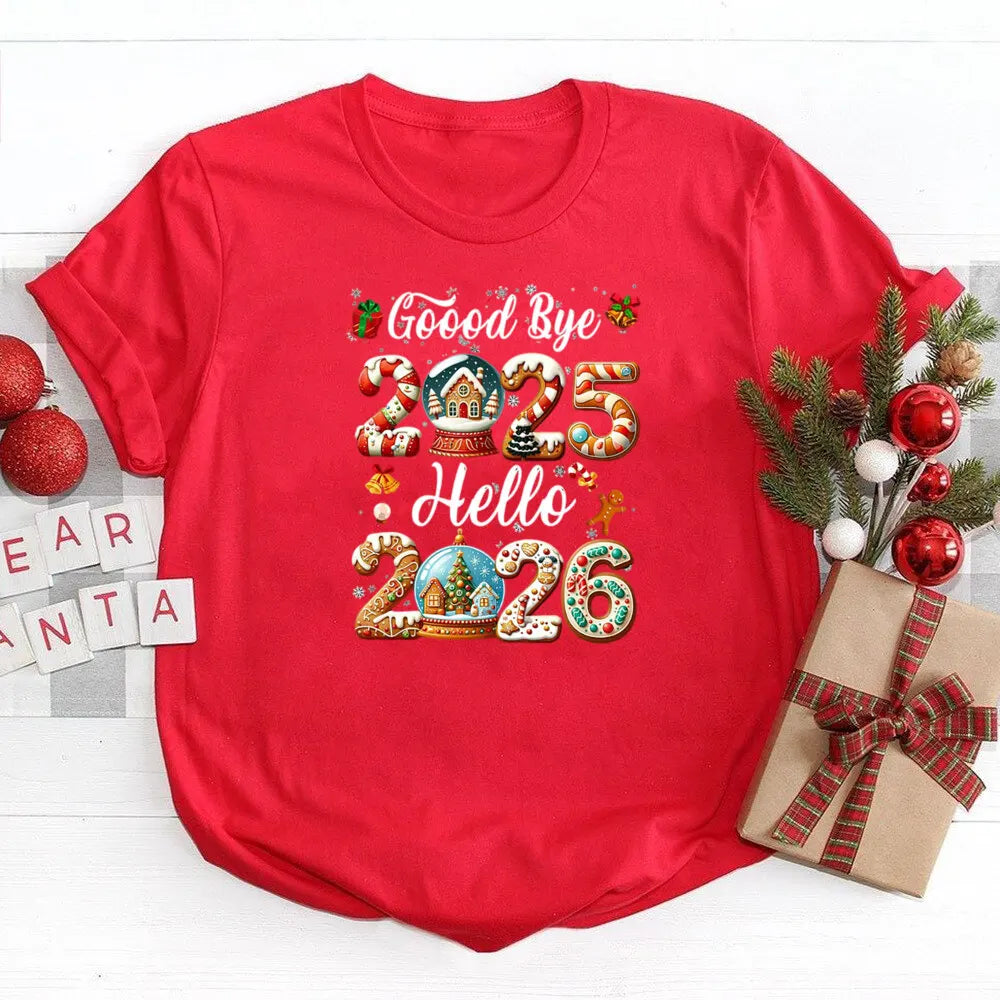 Goodbye 2025 Hello 2026 Family Christmas Matching Clothes T Mom Dad Daughter Son Tops Family Xmas Shirt Christmas Holiday Gift
